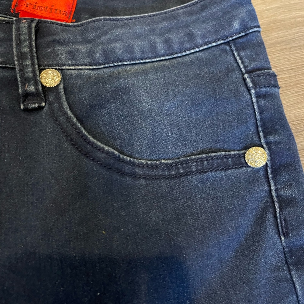 V Christina Dark Wash Stretch Jeans Women’s Size 8 Rhinestone Pocket - Picture 7 of 7